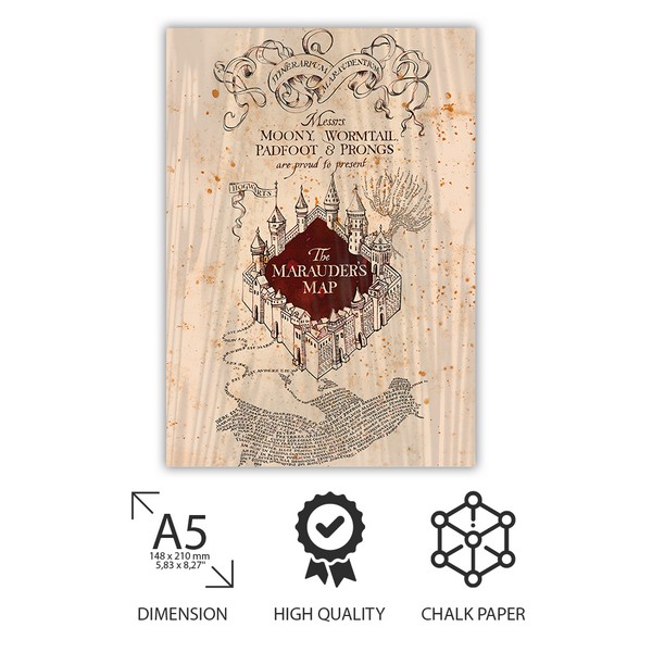 Kartka okolicznościowa Mapa Huncwotów 001 Harry Potter Beżowy